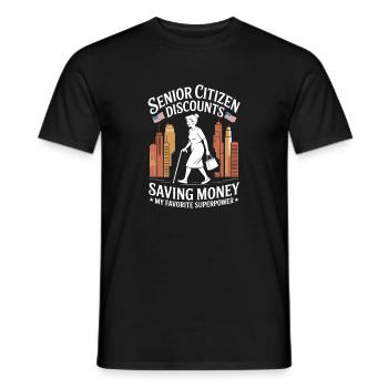 Humor in old age saving money retirement - Men's T-Shirt - black - Front - AI Model Male 178 light (178cm)
