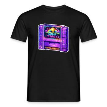 Retro Arcade Start Neon - Männer T-Shirt - Schwarz - Vorne - AI Model Male 178 light (178cm)