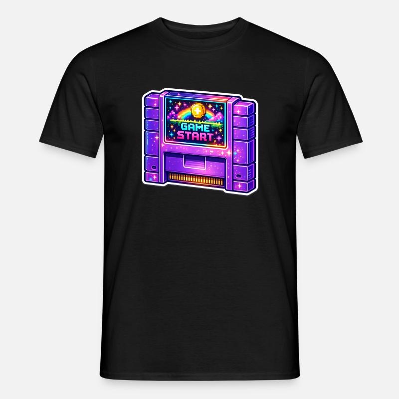 Retro Arcade Start Neon - Men’s T-shirt - black
