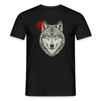 Wolf Asian - Men's T-Shirt - black - Front - AI Model Male 178 light (178cm)