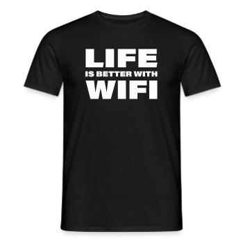 LIFE IS BETTER WITH WIFI - Men's T-Shirt - black - Front - AI Model Male 178 light (178cm)