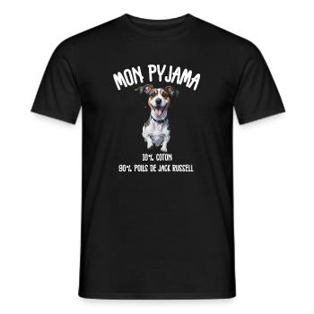 Jack Russell Hundepyjama-Humor - Männer T-Shirt - Schwarz - Vorne - AI Model Male 178 light (178cm)