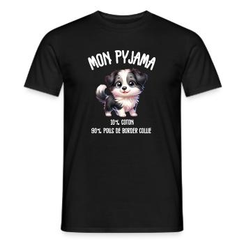 Pyjama Drôle Chien Border Collie - T-shirt homme - noir - Devant - AI Model Male 178 light (178cm)
