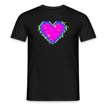 Pixel Heart Glitch Love Illustration - Männer T-Shirt - Schwarz - Vorne - AI Model Male 178 light (178cm)