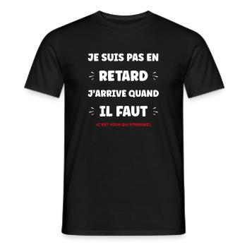 Not late: timing humor - Men's T-Shirt - black - Front - AI Model Male 178 light (178cm)