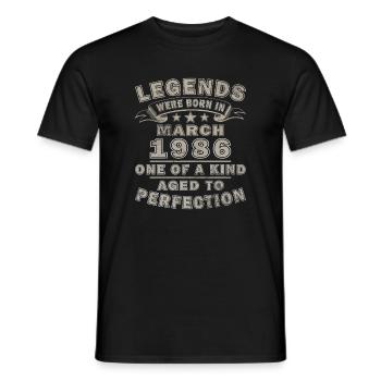 40e anniversaire – mars 1986 Perfection - T-shirt homme - noir - Devant - AI Model Male 178 light (178cm)