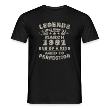 Mars 1981 Né mars 1981 - T-shirt homme - noir - Devant - AI Model Male 178 light (178cm)