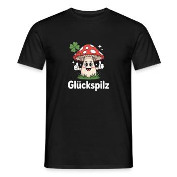 Champignon chanceux drôle avec trèfle - T-shirt homme - noir - Devant - AI Model Male 178 light (178cm)