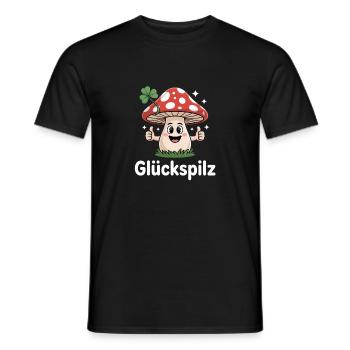 Glückspilz Lustiger Süßer Glückspilz Cartoon - Männer T-Shirt - Schwarz - Vorne - AI Model Male 178 light (178cm)
