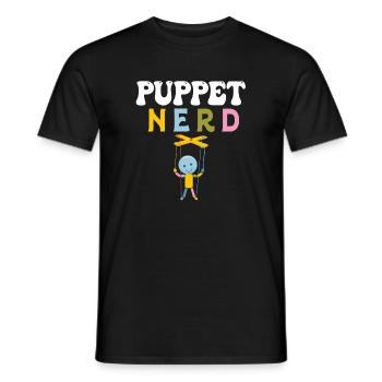 Puppet Nerd Marionette Art - Men's T-Shirt - black - Front - AI Model Male 178 light (178cm)