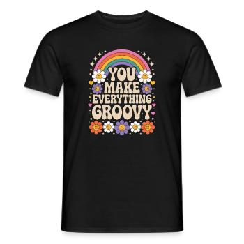 You Make Everything Groovy - Retro Rainbow - Männer T-Shirt - Schwarz - Vorne - AI Model Male 178 light (178cm)
