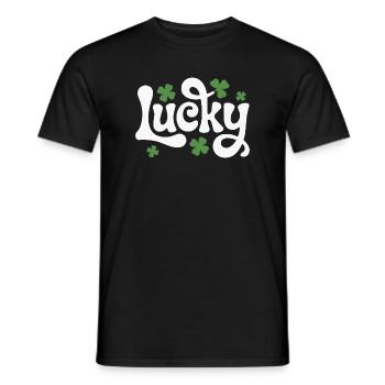 Lucky Kleeblatt Schriftzug - Männer T-Shirt - Schwarz - Vorne - AI Model Male 178 light (178cm)