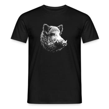 Boar – graphic in white pencil on black background - Men's T-Shirt - black - Front - AI Model Male 178 light (178cm)