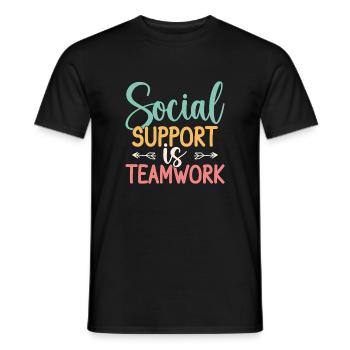Social Worker Quote Support Is Teamwork Social - Men's T-Shirt - black - Front - AI Model Male 178 light (178cm)