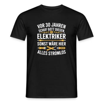 Technicien en électronique, 30 ans d’anniversaire Électricien électrique - T-shirt homme - noir - Devant - AI Model Male 178 light (178cm)