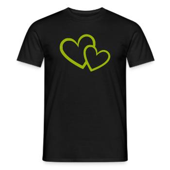 Cœur vert motif de cœurs verts - T-shirt homme - noir - Devant - AI Model Male 178 light (178cm)