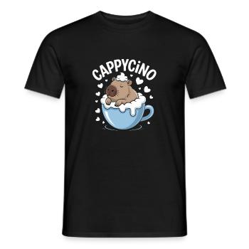 CAPPYCINO Funny Capybara Coffee Saying for - Men's T-Shirt - black - Front - AI Model Male 178 light (178cm)