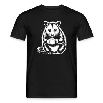 Motif de l’opossum buvant du café - T-shirt homme - noir - Devant - AI Model Male 178 light (178cm)