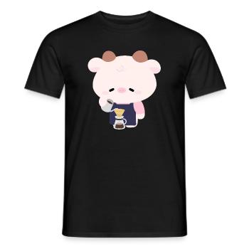 Kawaii Cow Barista  - Men's T-Shirt - black - Front - AI Model Male 178 light (178cm)