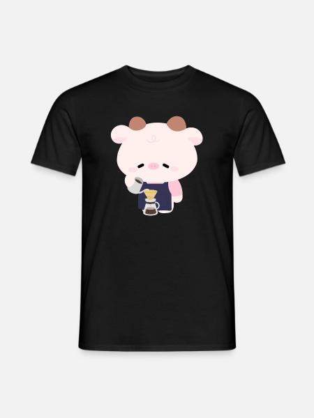 Kawaii Cow Barista - Men's T-Shirt - black