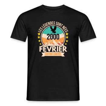 Février 2000 – Légende vintage - T-shirt homme - noir - Devant - AI Model Male 178 light (178cm)
