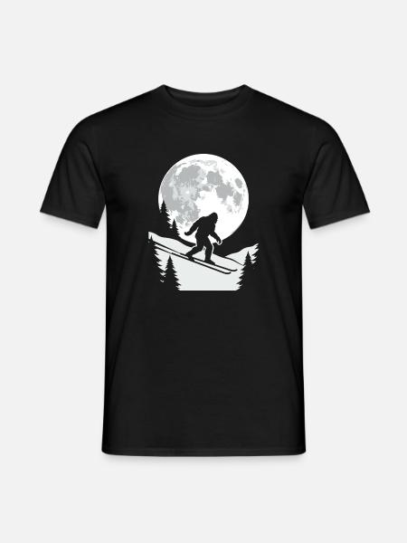 Bigfoot Skier Moon - Men's T-Shirt - black