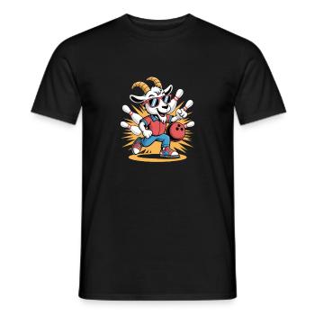 Dessin animé GOAT des chèvres drôles qui jouent au bowling - T-shirt homme - noir - Devant - AI Model Male 178 light (178cm)