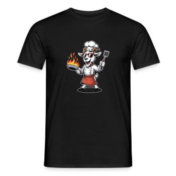 Goats Chef Cartoon Grill Master BBQ Kitchen - Men's T-Shirt - black - Front - AI Model Male 178 light (178cm)