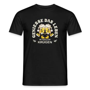 Genieße das Leben – Bierkrug Retro Spruch - Männer T-Shirt - Schwarz - Vorne - AI Model Male 178 light (178cm)