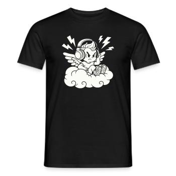 Ange de la musique – Chérubin avec casque - T-shirt homme - noir - Devant - AI Model Male 178 light (178cm)