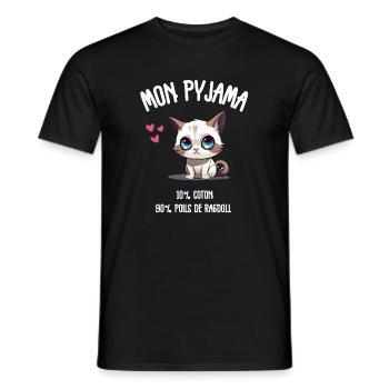 Pyjama Poils de Chat Ragdoll Humour - T-shirt homme - noir - Devant - AI Model Male 178 light (178cm)