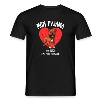 Pyjama Drôle Chien Staff - T-shirt homme - noir - Devant - AI Model Male 178 light (178cm)