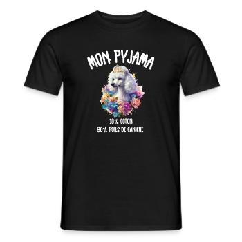 Pyjama Chien Caniche Humour - T-shirt homme - noir - Devant - AI Model Male 178 light (178cm)