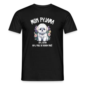 Funny Dog Bichon Pajamas - Men's T-Shirt - black - Front - AI Model Male 178 light (178cm)