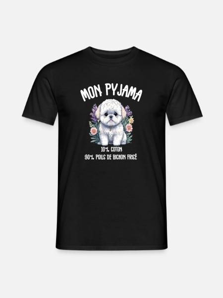 Lustiger Hund Bichon-Schlafanzug - Männer T-Shirt - Schwarz