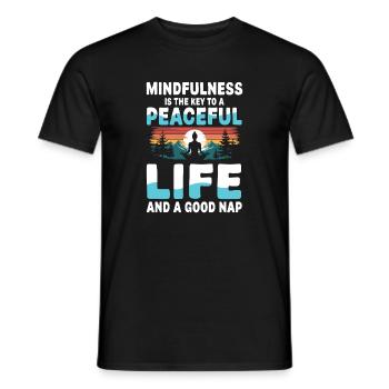 La pleine conscience est la clé d’une vie paisible et un - T-shirt homme - noir - Devant - AI Model Male 178 light (178cm)