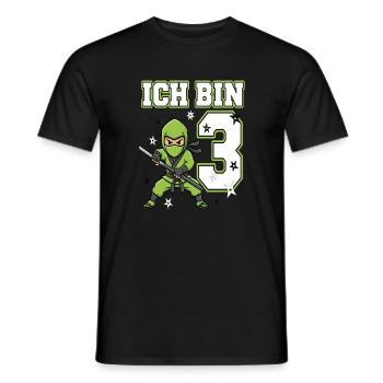 Ich bin 3 Ninja 3. Geburtstag Grüne Karate - Männer T-Shirt - Schwarz - Vorne - AI Model Male 178 light (178cm)