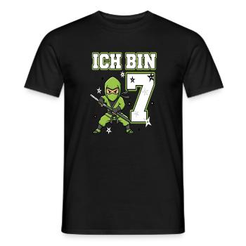 Je suis 7 Ninja, 7e anniversaire en Karaté Vert - T-shirt homme - noir - Devant - AI Model Male 178 light (178cm)