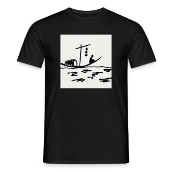 Nachtboot am Fluss - Männer T-Shirt - Schwarz - Vorne - AI Model Male 178 light (178cm)