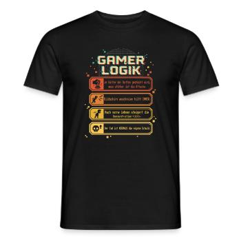 Gamer Logic Funny Gaming Design Retro Pixel - Men's T-Shirt - black - Front - AI Model Male 178 light (178cm)