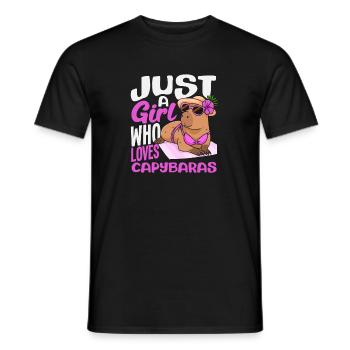 Juste une fille qui aime les capybaras mignons et drôles - T-shirt homme - noir - Devant - AI Model Male 178 light (178cm)