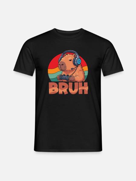 Capybaras Retro Bruh Gaming Mignons - T-shirt homme - noir