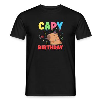 Capy anniversaire Capybaras Animal mignon et drôle - T-shirt homme - noir - Devant - AI Model Male 178 light (178cm)
