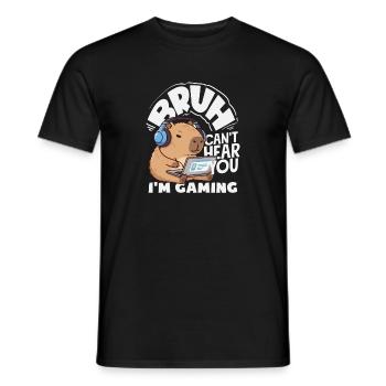 Frérot, je ne t’entends pas jouer au capybara mignon - T-shirt homme - noir - Devant - AI Model Male 178 light (178cm)