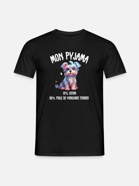 Funny Yorkshire Dog Pajamas - Men's T-Shirt - black