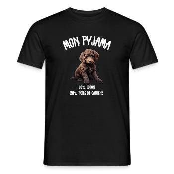 Pyjama Chien Caniche Humour - T-shirt homme - noir - Devant - AI Model Male 178 light (178cm)