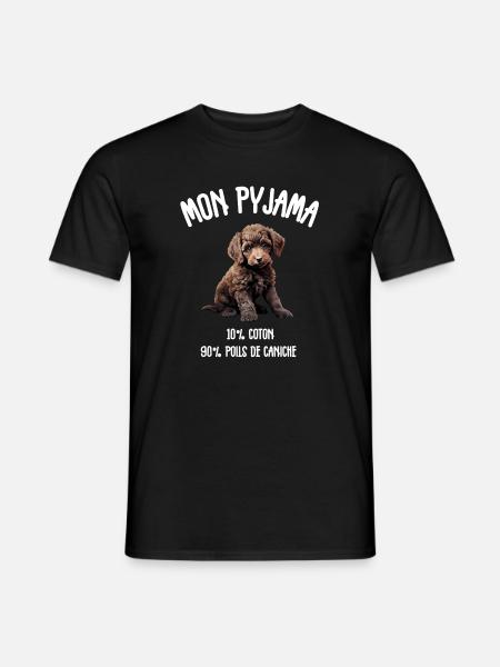Hundepyjama-Pudel-Humor - Männer T-Shirt - Schwarz