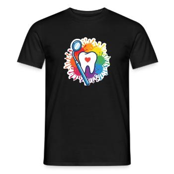 Bunter Zahn Mit Herz Und Dentalspiegel - Männer T-Shirt - Schwarz - Vorne - AI Model Male 178 light (178cm)