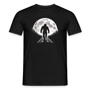 Bigfoot on railroad tracks - Men's T-Shirt - black - Front - AI Model Male 178 light (178cm)