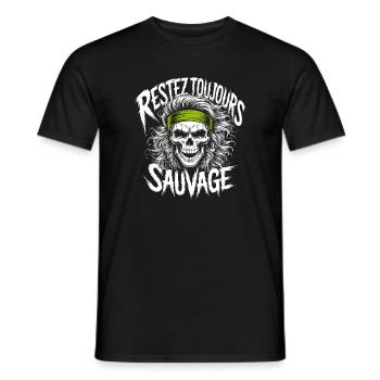Restez Sauvage Toujours Skull - Männer T-Shirt - Schwarz - Vorne - AI Model Male 178 light (178cm)